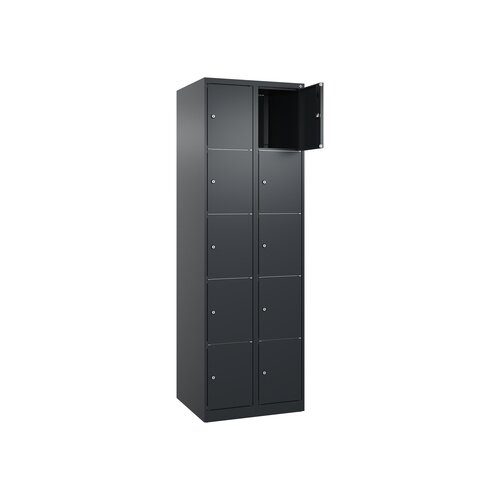 C+P Schließfachschrank Classic PLUS mit Sockel 2 Abteile 10 Fächer schwarzgrau