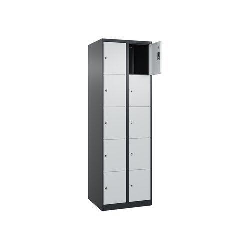 C+P Schließfachschrank Classic PLUS mit Sockel 2 Abteile 10 Fächer schwarzgrau