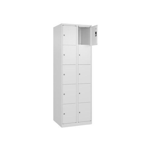 C+P Schließfachschrank Classic PLUS mit Sockel 2 Abteile 10 Fächer verkehrsweiß