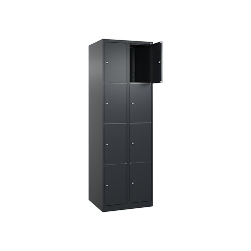 C+P Schließfachschrank Classic PLUS mit Sockel 2 Abteile 8 Fächer schwarzgrau
