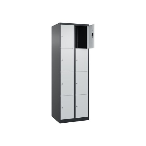 C+P Schließfachschrank Classic PLUS mit Sockel 2 Abteile 8 Fächer schwarzgrau
