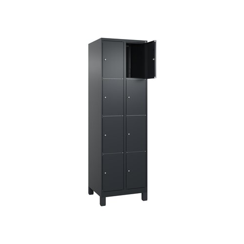 C+P Schließfachschrank Classic PLUS mit Standfuß 8 Fächer schwarzgrau