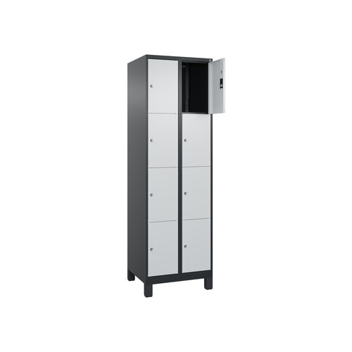 C+P Schließfachschrank Classic PLUS mit Standfuß 8 Fächer schwarzgrau