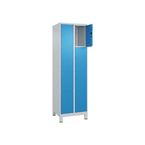 C+P Schließfachschrank Classic PLUS mit Standfuß 8 Fächer lichtgrau