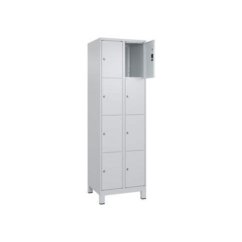 C+P Schließfachschrank Classic PLUS mit Standfuß 8 Fächer lichtgrau