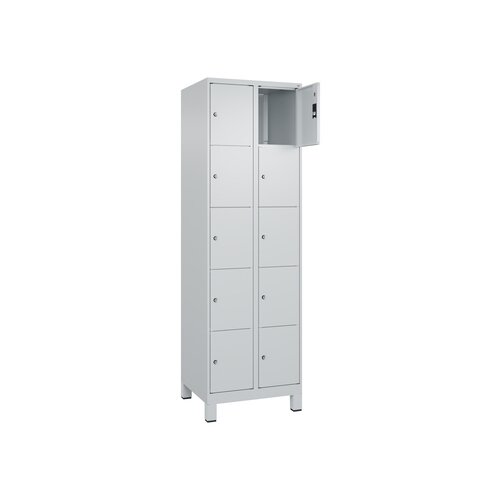 C+P Schließfachschrank Classic PLUS mit Standfuß 10 Fächer lichtgrau