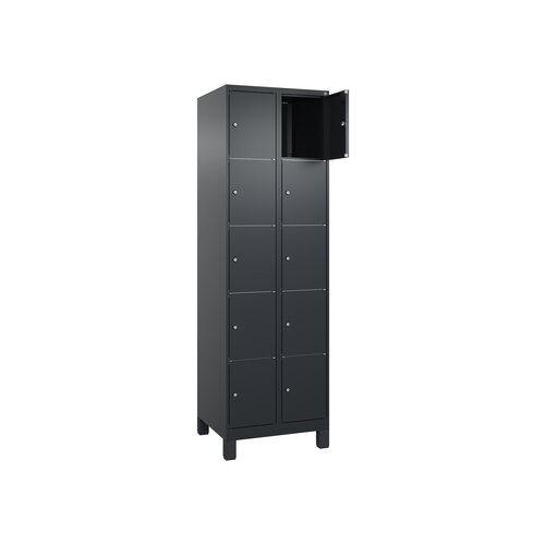 C+P Schließfachschrank Classic PLUS mit Standfuß 10 Fächer schwarzgrau