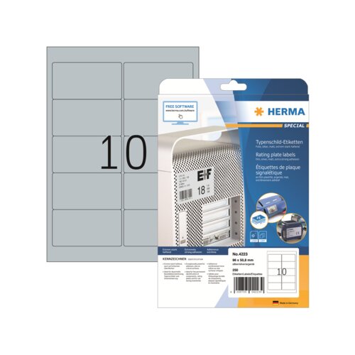 HERMA Typenschildetikett 96 x 50,8 mm (B x H) 25 Bl./Pack.