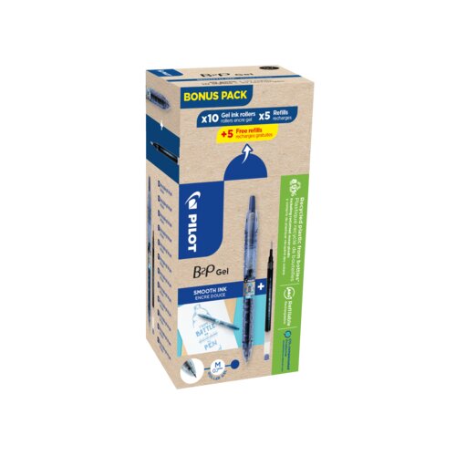 PILOT Gelschreiber B2P Bottle 2 Pen dokumentenecht inkl. 10 Minen blau