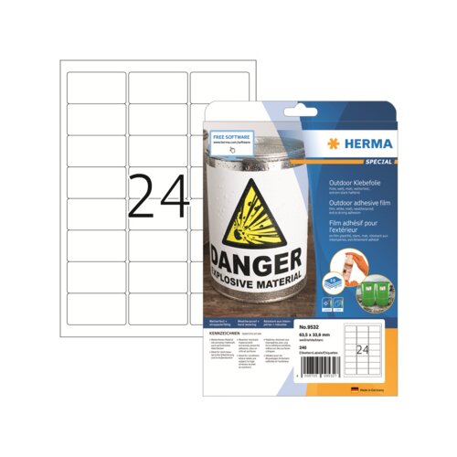HERMA Folienetikett 63,5 x 33,9 mm (B x H) 240 Etik./Pack.