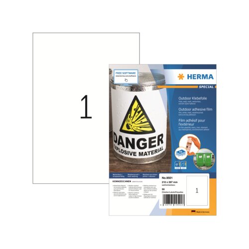HERMA Folienetikett 210 x 297 mm (B x H) 50 Etik./Pack.