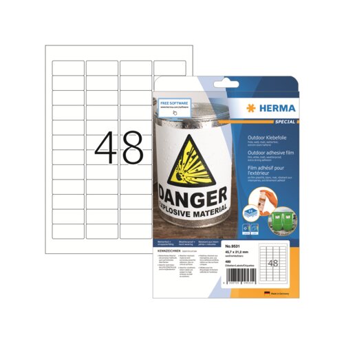 HERMA Folienetikett 45,7 x 21,2 mm (B x H) 480 Etik./Pack.