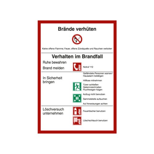 Marahrens Hinweisschild Brände verhüten