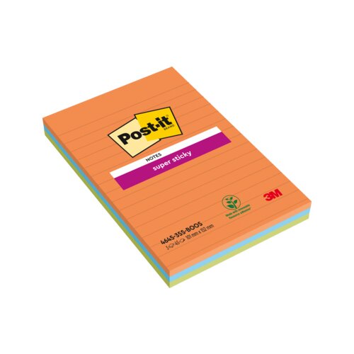 Post-it® Haftnotiz Super Sticky Notes liniert 101 x 152 mm (B x H) 3 Block/Pack.