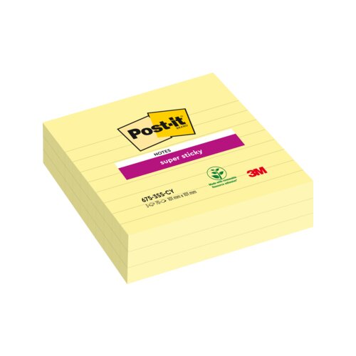 Post-it® Haftnotiz Super Sticky Notes liniert 101 x 101 mm (B x H) 3 Block/Pack.