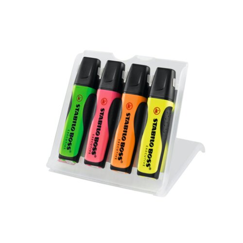 STABILO® Textmarker BOSS® EXECUTIVE inkl. Aufstellbox 4 St./Pack.