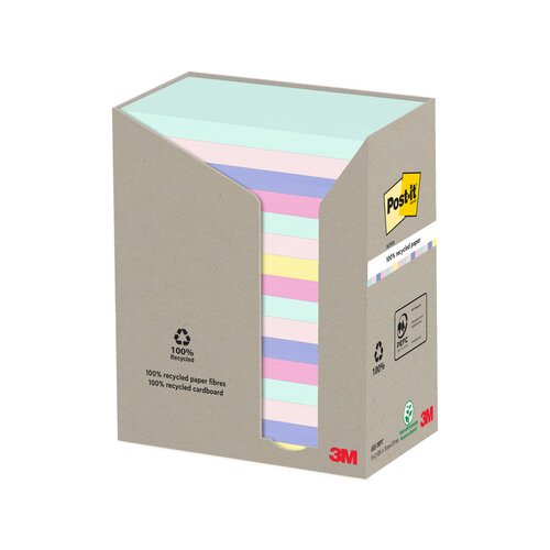 Post-it® Haftnotiz Recycling Notes Tower Pastell Rainbow 127 x 76 mm (B x H) 16 Block/Pack.