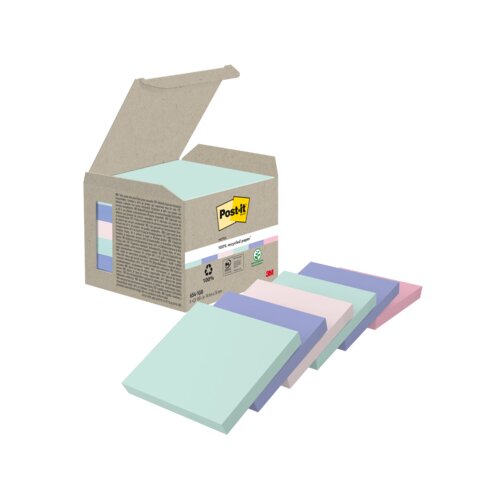 Post-it® Haftnotiz Recycling Notes Tower Pastell Rainbow 76 x 76 mm (B x H) 6 Block/Pack.