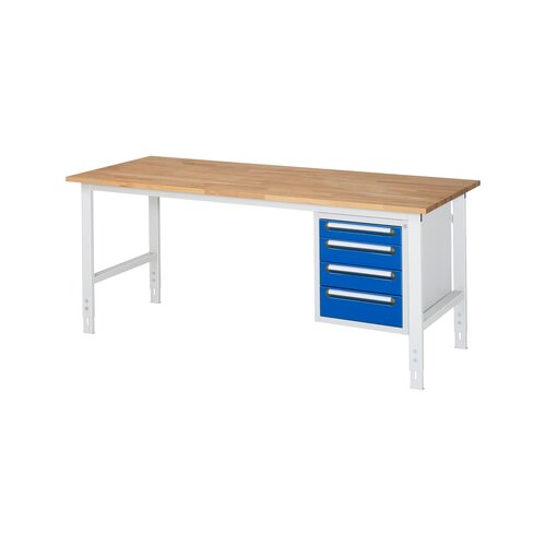RAU Arbeitstisch Tom 2.000 x 760-1.080 x 800 mm (B x H x T) 25 mm 4 Schubladen