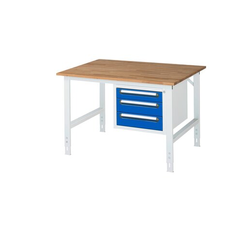RAU Arbeitstisch Tom 1.250 x 910-1.230 x 1.000 mm (B x H x T) 25 mm 3 Schubladen