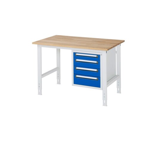 RAU Arbeitstisch Tom 1.250 x 760-1.080 x 800 mm (B x H x T) 25 mm 4 Schubladen