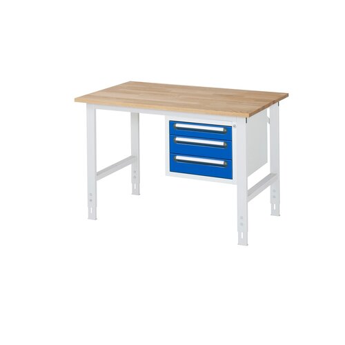 RAU Arbeitstisch Tom 1.250 x 760-1.080 x 800 mm (B x H x T) 25 mm 3 Schubladen