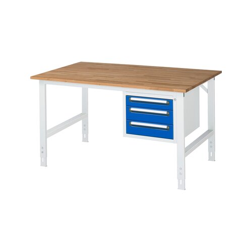 RAU Arbeitstisch Tom 1.500 x 760-1.080 x 1.000 mm (B x H x T) 25 mm 3 Schubladen