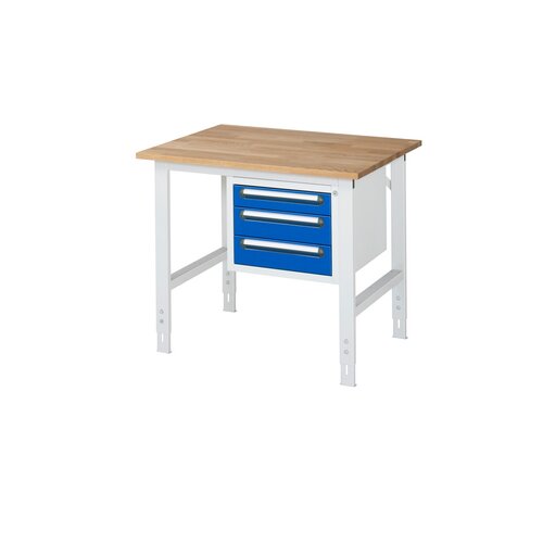 RAU Arbeitstisch Tom 1.000 x 760-1.080 x 800 mm (B x H x T) 25 mm 3 Schubladen