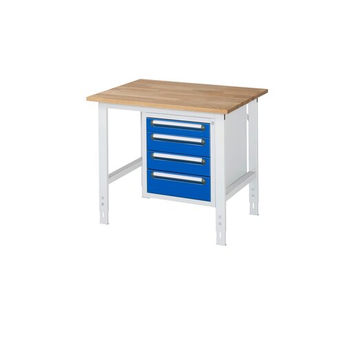 RAU Arbeitstisch Tom 1.000 x 760-1.080 x 800 mm (B x H x T) 25 mm 4 Schubladen