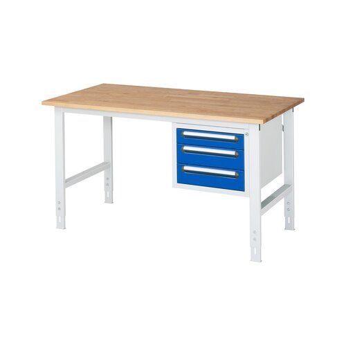 RAU Arbeitstisch Tom 1.500 x 760-1.080 x 800 mm (B x H x T) 25 mm 3 Schubladen