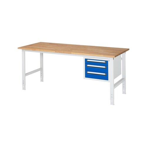 RAU Arbeitstisch Tom 2.000 x 760-1.080 x 800 mm (B x H x T) 25 mm 3 Schubladen