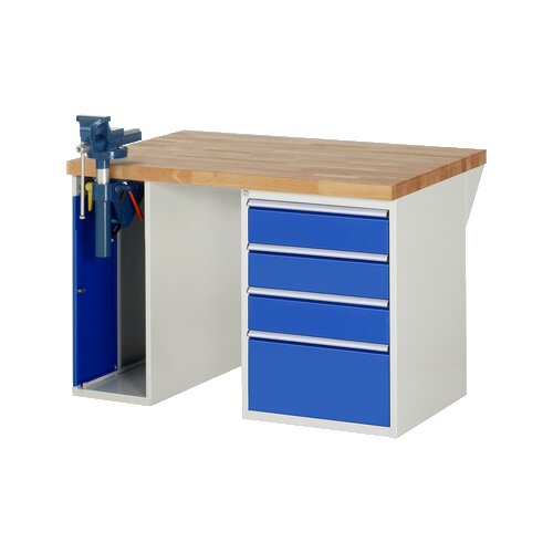 RAU Werkbank 7000 Schraubstock mit Klapplift 1.250 x 890 x 900 mm (B x H x T) 4 Schubladen