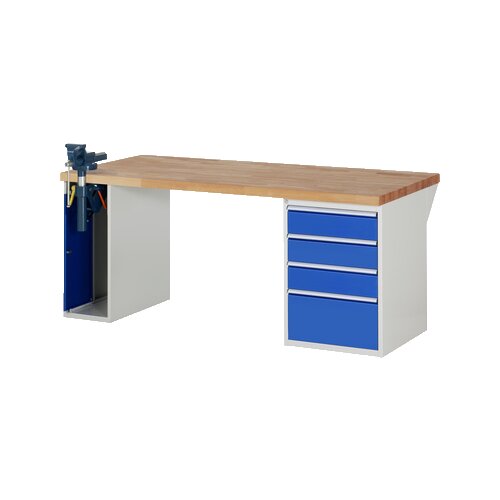 RAU Werkbank 7000 Schraubstock mit Klapplift 2.000 x 890 x 900 mm (B x H x T) 4 Schubladen