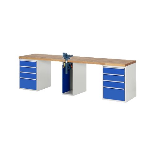 RAU Werkbank 7000 Schraubstock mit Klapplift 3.000 x 890 x 700 mm (B x H x T) 10 Schubladen