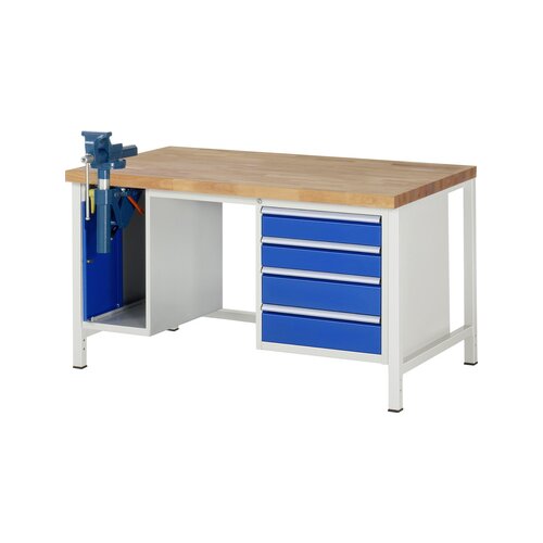 RAU Werkbank 8000 Schraubstock mit Klapplift 1.500 x 840-1.040 x 900 mm (B x H x T)