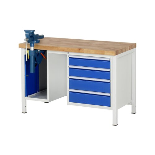 RAU Werkbank 8000 Schraubstock mit Klapplift 1.250 x 840-1.040 x 700 mm (B x H x T)