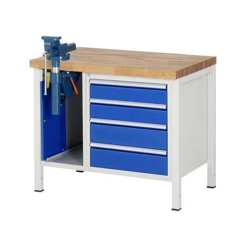 RAU Werkbank 8000 Schraubstock mit Klapplift 1.000 x 840-1.040 x 700 mm (B x H x T)
