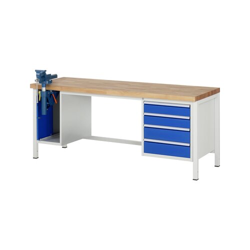 RAU Werkbank 8000 Schraubstock mit Klapplift 2.000 x 840-1.040 x 700 mm (B x H x T)