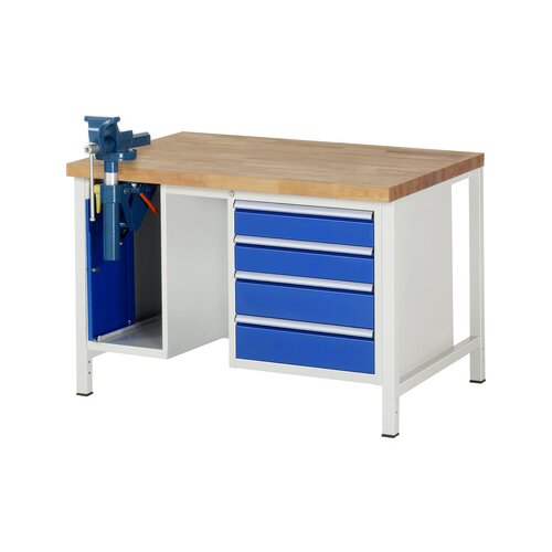 RAU Werkbank 8000 Schraubstock mit Klapplift 1.250 x 840-1.040 x 900 mm (B x H x T)