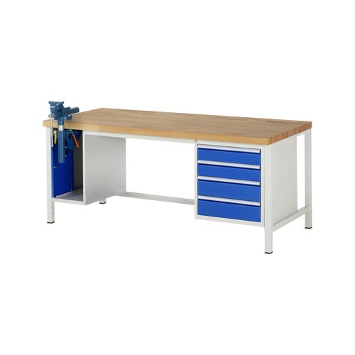 RAU Werkbank 8000 Schraubstock mit Klapplift 2.000 x 840-1.040 x 900 mm (B x H x T)
