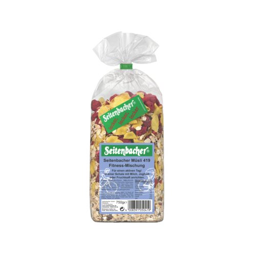 Seitenbacher Müsli Fitness Mischung 419 Vollkorn, Früchte, Schokolade 750 g/Pack.