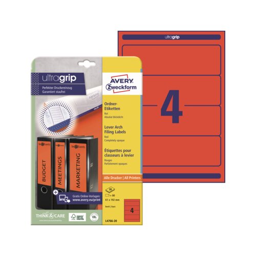 Avery Zweckform Ordnerrückenetikett ultragrip breit/kurz