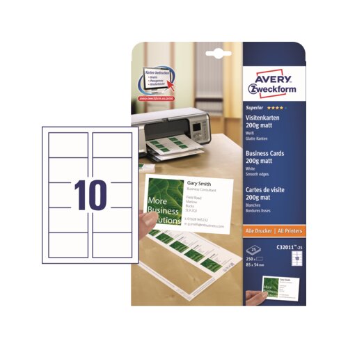 Avery Zweckform Visitenkarte Superior 85 x 54 mm (B x H) 250 St./Pack.