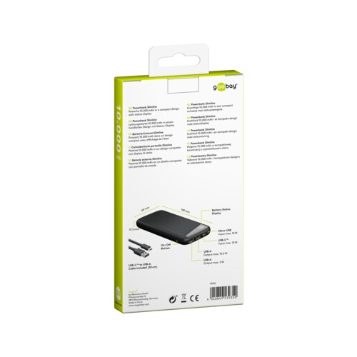 Goobay® Powerbank Slimline 10.000 mAh