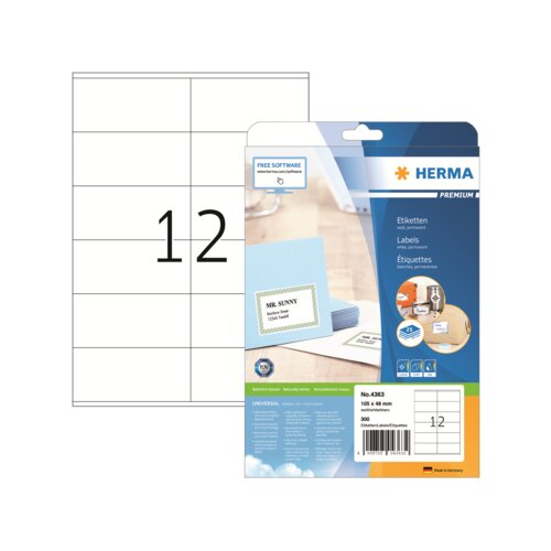 HERMA Universaletikett PREMIUM 105 x 48 mm (B x H) 300 Etik./Pack.