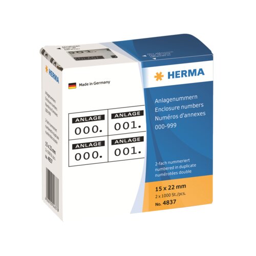 HERMA Nummernetikett 15 x 22 mm (B x H)