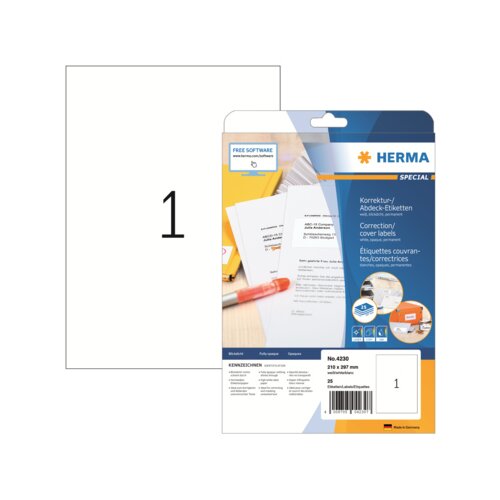 HERMA Universaletikett SPECIAL 210 x 297 mm (B x H)