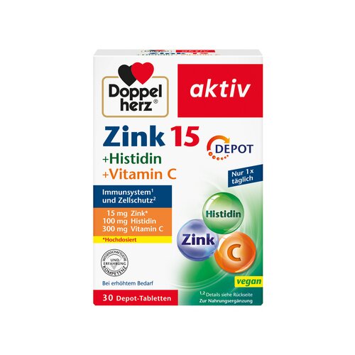 Doppelherz Nahrungsergänzungsmittel aktiv Zink 15 + Histidin + Vitamin C DEPOT