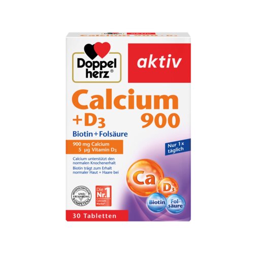 Doppelherz Nahrungsergänzungsmittel aktiv Calcium 900 + D3 + Biotin + Folsäure