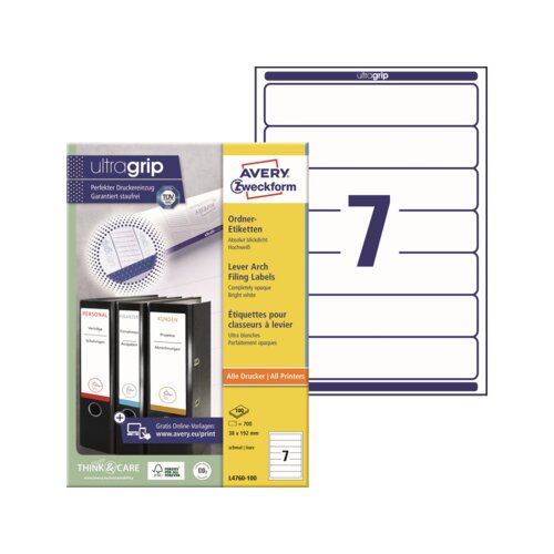 Avery Zweckform Ordnerrückenetikett ultragrip schmal/kurz 700 Etik./Pack.